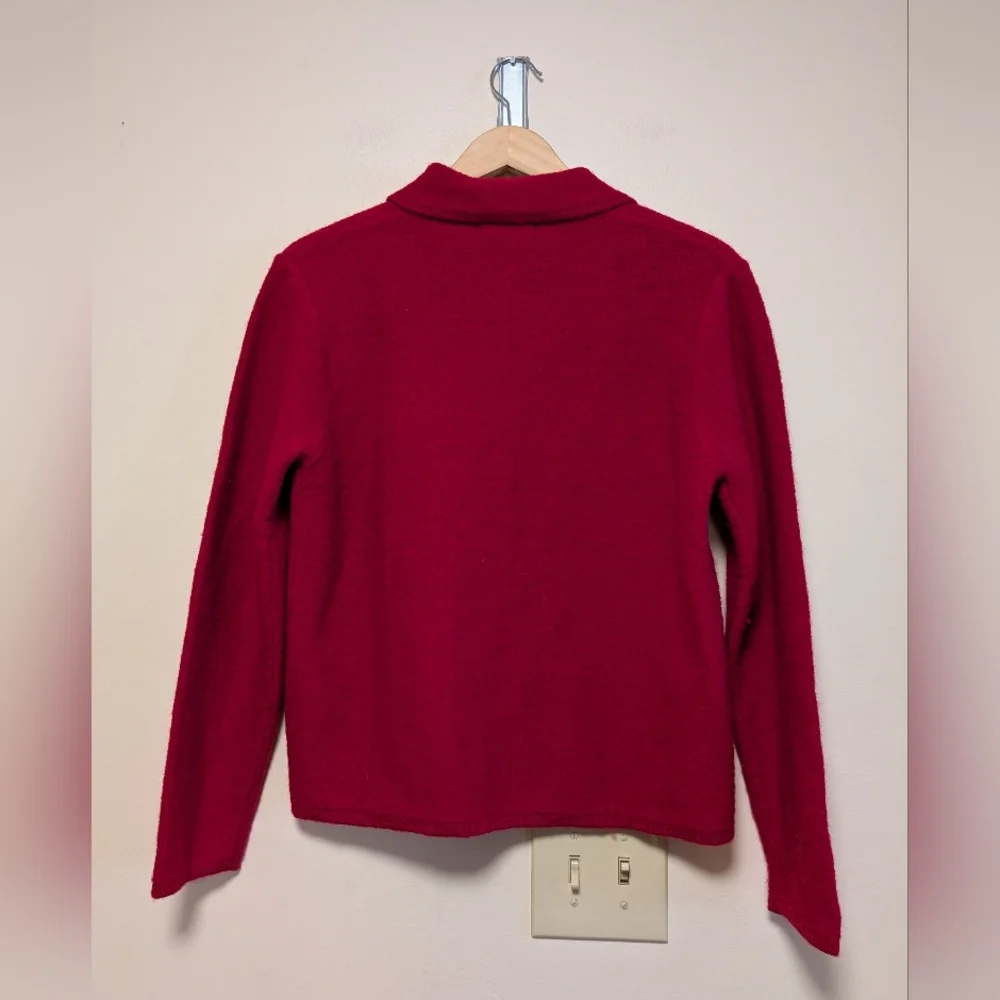 Karen Scott Petites Red 100% Wool Cardigan Sweater PM Australia Made